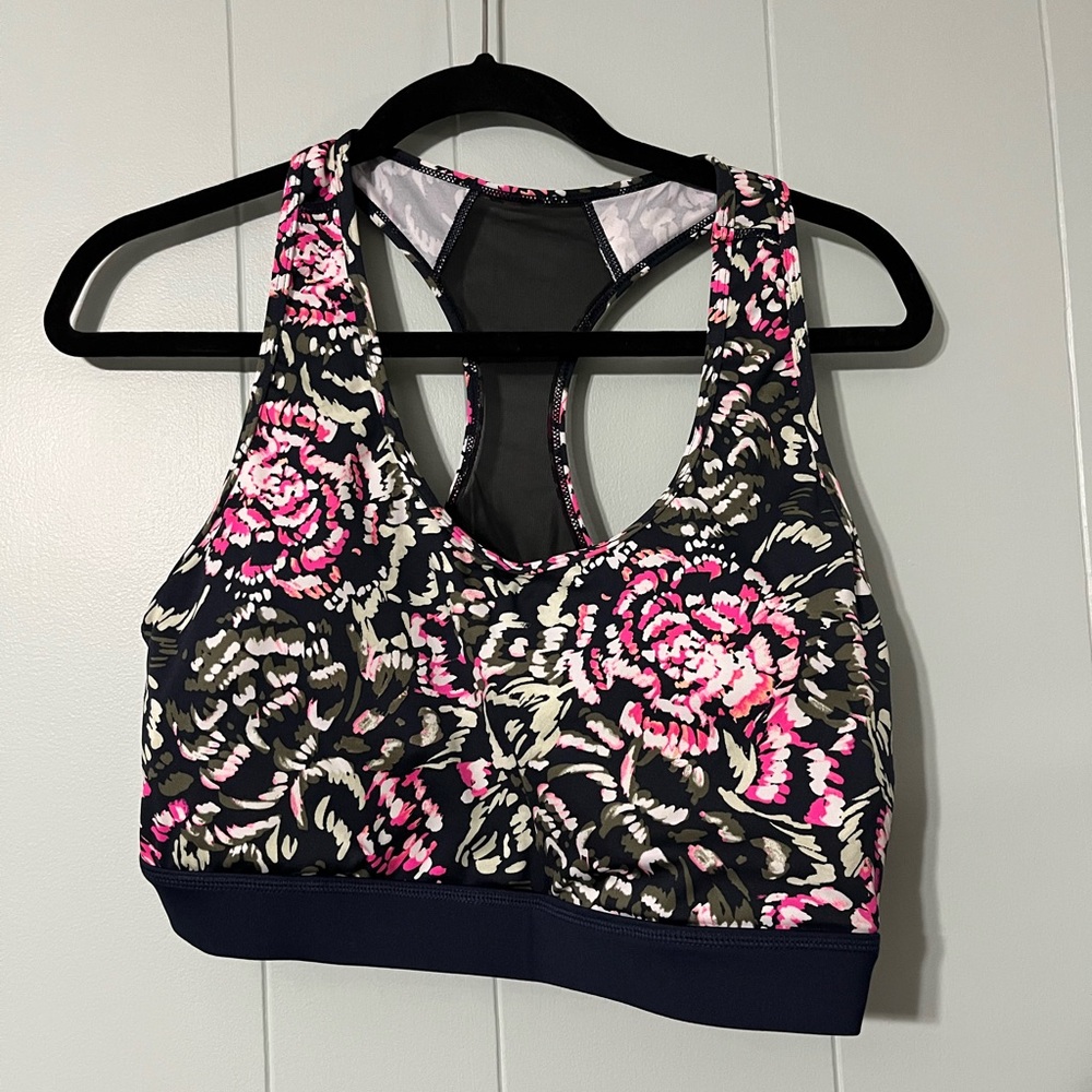LuLaRoe Pink and Black Floral Sports Bra xl